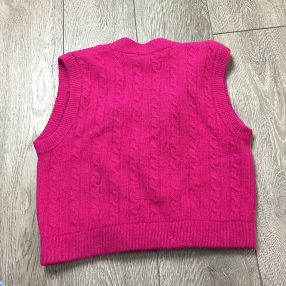 Le Moda Knitwear Lambswool Angora rabbit Blend Pink women vest size m Cable Knit - Picture 2 of 6